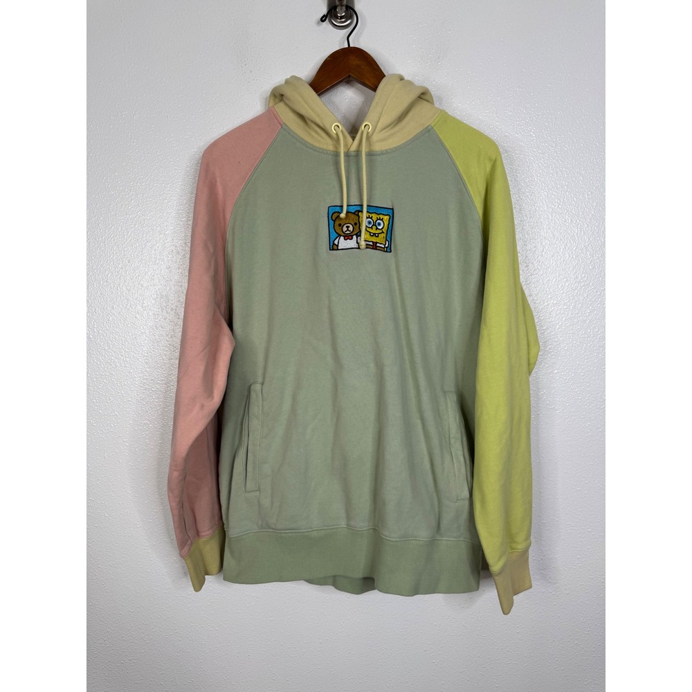 Teddy Fresh SpongeBob SquarePants Colorblock Hoodie Pastel Green Pink Large